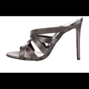 NWT Fabiana Filippi Grey Monili Heels Sz.7.